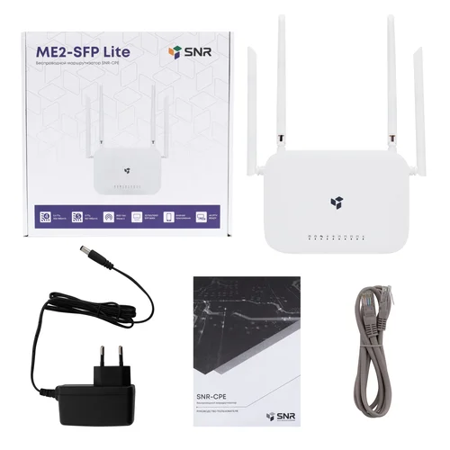 Беспроводной маршрутизатор SNR-CPE-ME2-SFP Lite, 802.11a/b/g/n, 802.11ac Wave 2, 4xGE RJ45, 1xSFP